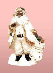 African American Santa Claus with a List Figurine (White)