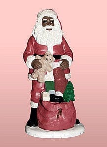 African American Santa Claus with Teddy Bear Figurine