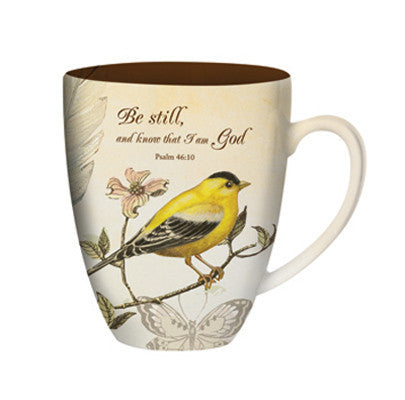 Gold Finch & Butterfly Mug-Mug-Sandy Clough-15 ounce-Ceramic-The Black Art Depot