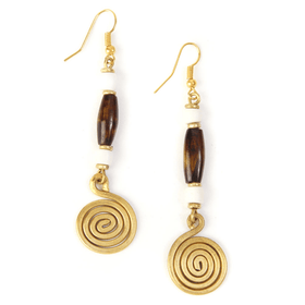 Authentic African Hand Made Kenyan Caramel Mocha Swirl Fishhook Earrings
