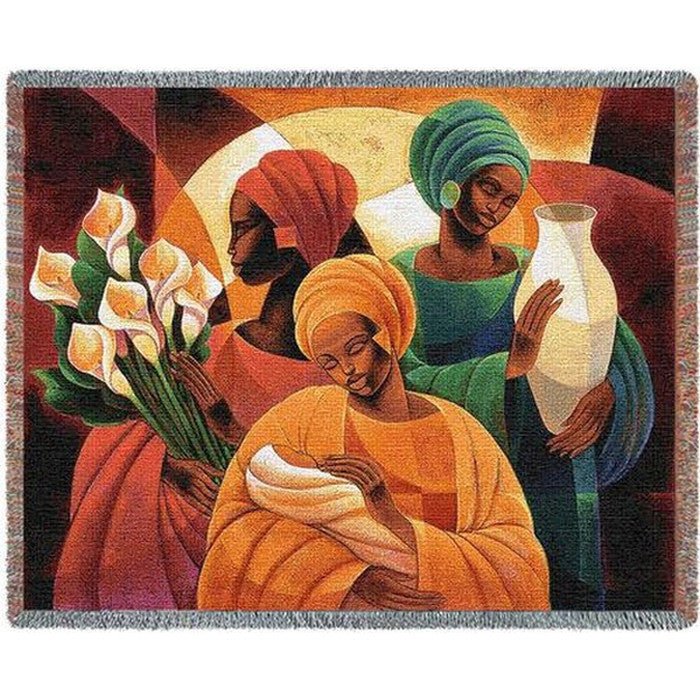 Caress by Keith Mallett: African American Tapestry Throw Blanket