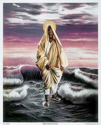 African American Jesus Christ Walking on Water by Aaron & Alan Hicks