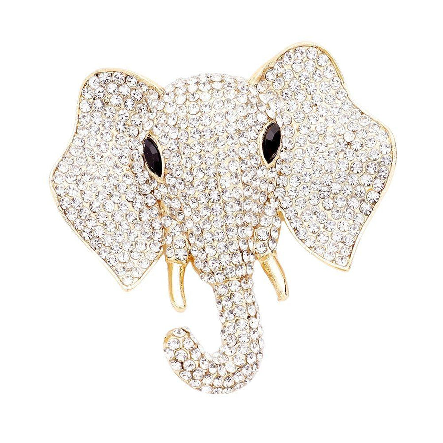 Delta Sigma Theta Inspired Sparkling Crystal Elephant Brooch (Gold Plated)