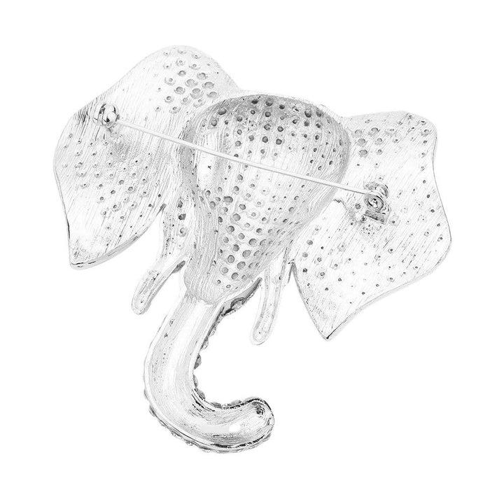 Delta Sigma Theta Inspired Sparkling Crystal Elephant Brooch (Back)