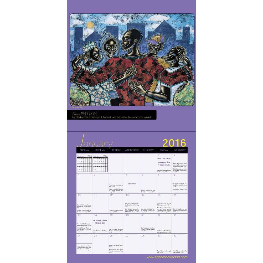 Color My Soul: Art of Poncho 2016 African American Wall Calendar (Inside)