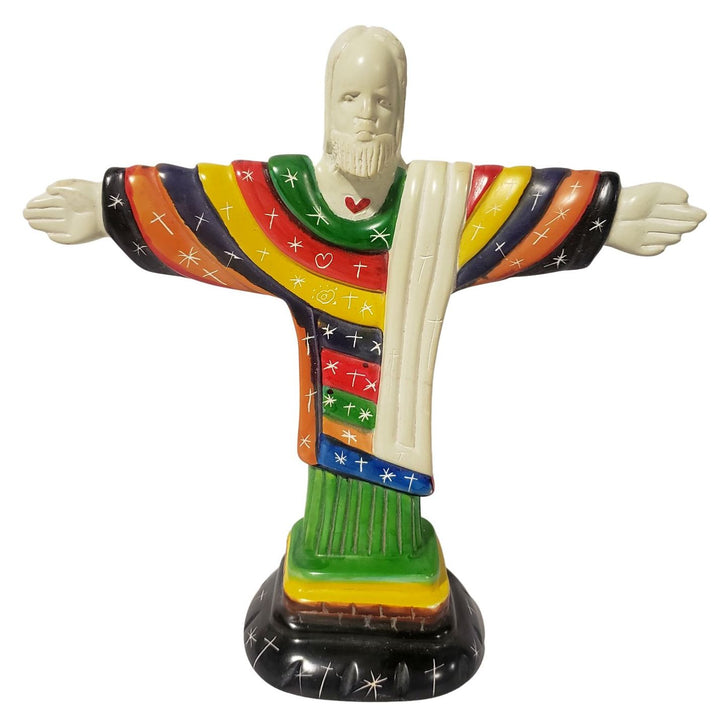 Colorful Jesus: Authentic Hand Carved Soapstone Sculpture (Natural)