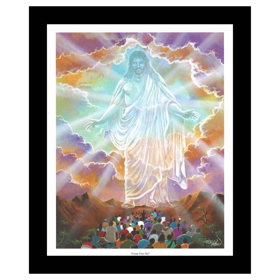 Come Unto Me (African American Jesus) by Lester Kern (Black Frame)