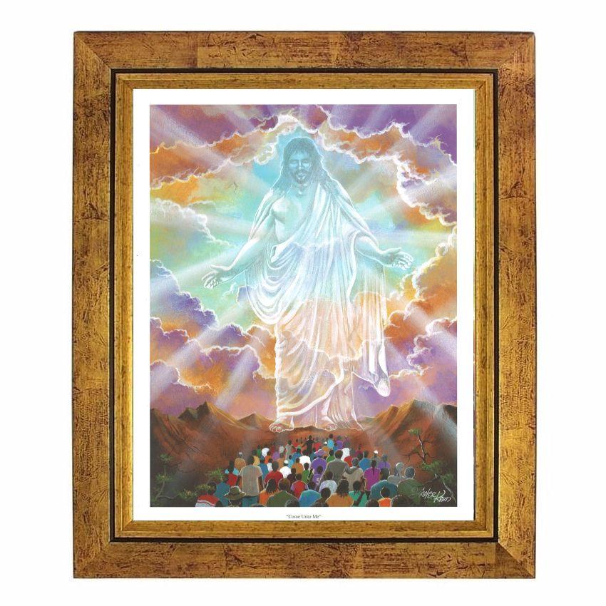 Come Unto Me (African American Jesus) by Lester Kern (Gold Frame)