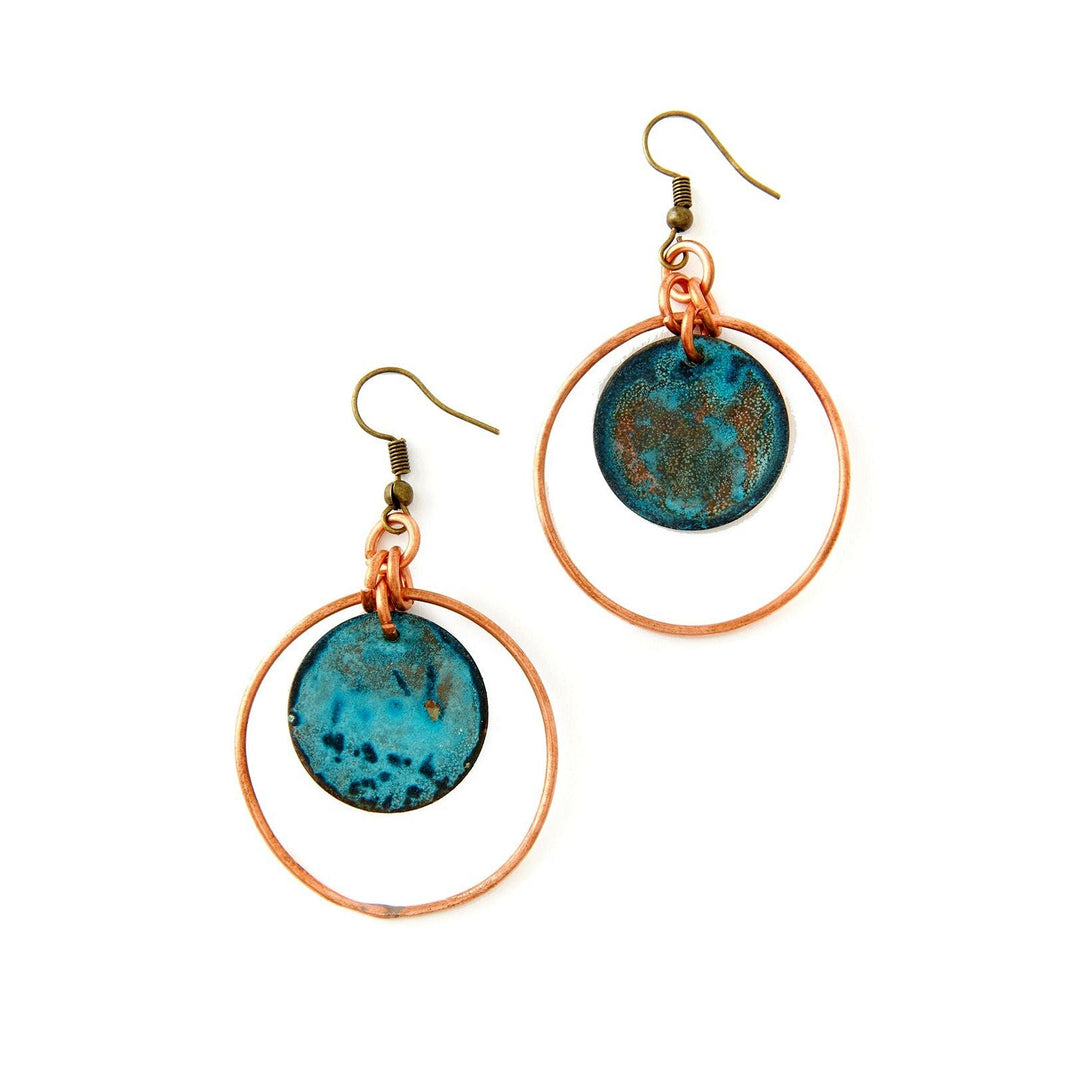Authentic African Copper Viridian Disc Earrings by Akoma Accents