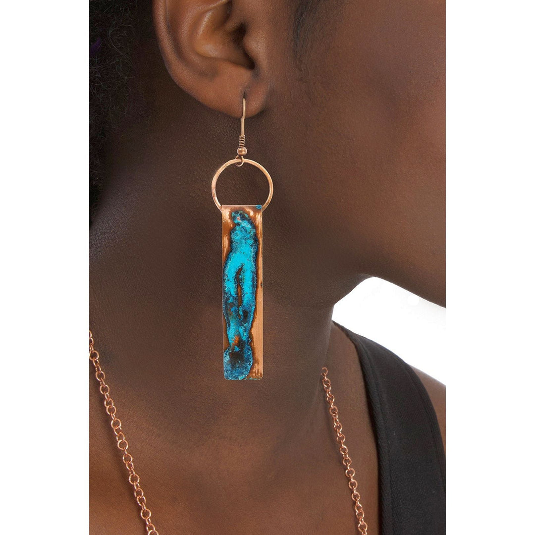 Authentic African Copper Viridian Emblem Earrings by Akoma Accents