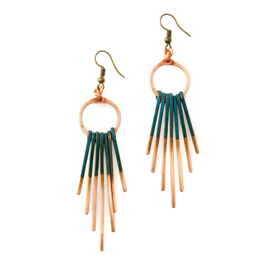 Authentic African Copper Viridian Fringe Earrings by Akoma Accents