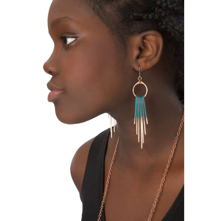 Authentic African Copper Viridian Fringe Earrings by Akoma Accents