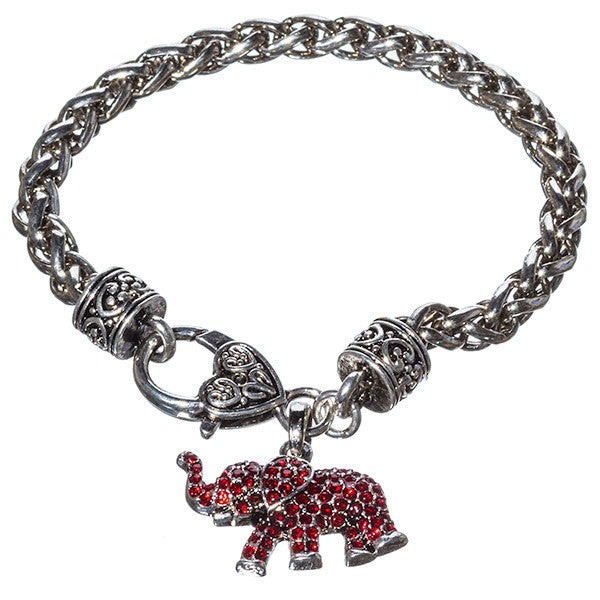Crimson Rhinestone Elephant Bracelet (Delta Sigma Theta Inspired)