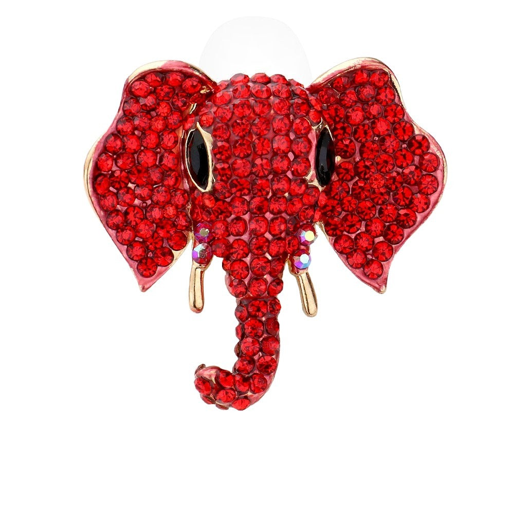 6 of 11: Sparkling Stone Embellished Elephant Stretch Ring (Crimson)