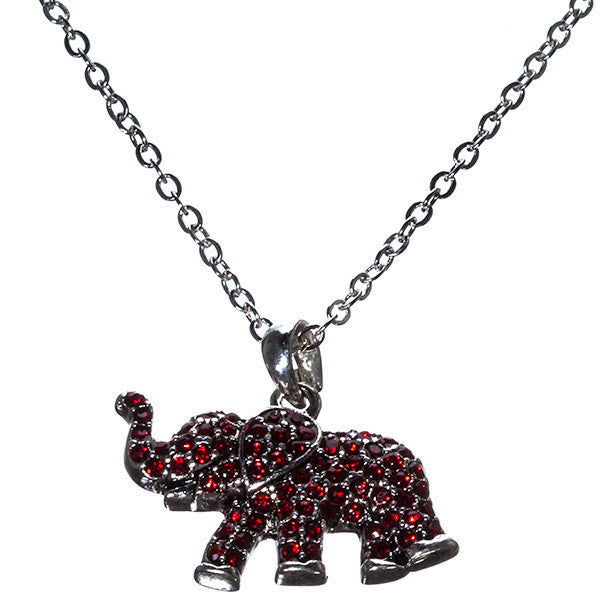 Delta Sigma Theta Inspired Crimson Rhinestone Elephant Necklace