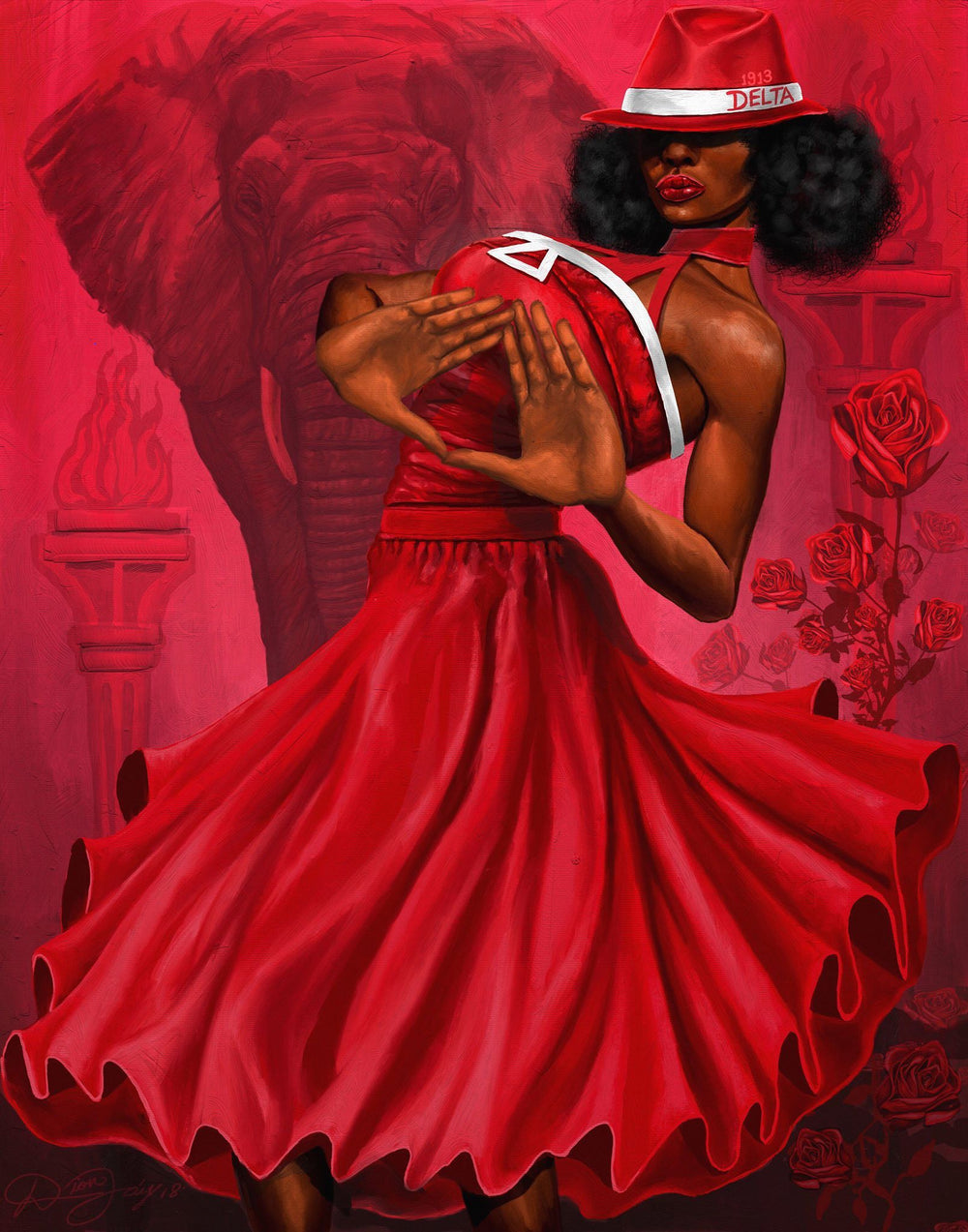 Red and White Divine Diva (Delta Sigma Theta) by Dion Pollard