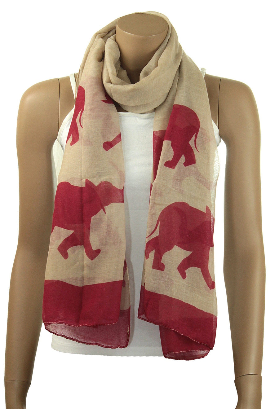 Oversized Crimson and Cream Elephant Scarf