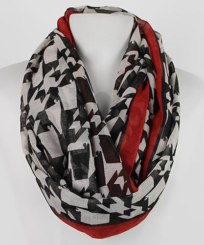 Polyester Houndstooth Infinity Scarf with Crimson Trim (Delta Sigma Theta)