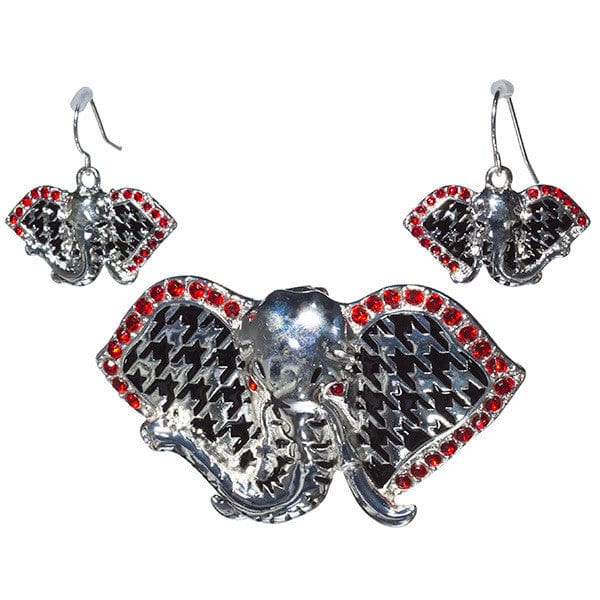 Elephant Houndstooth Pendant and Earring Set (Delta Sigma Theta)