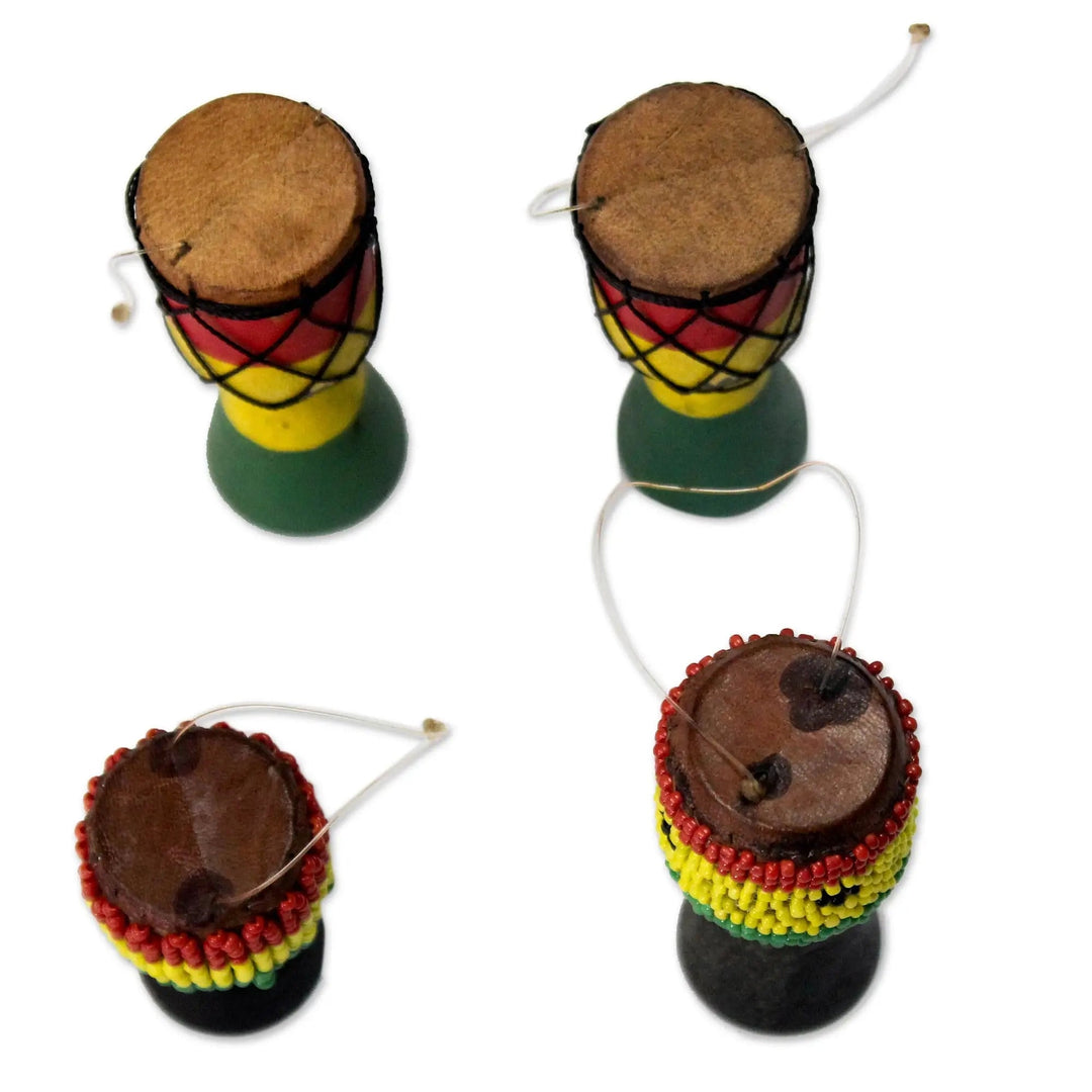 Djembe Set II by Robert Lanyo : Authentic Hand Carved African Christmas Ornament
