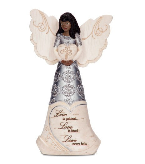 Love Angel Holding Heart: Ebony Elements Figurine Collection