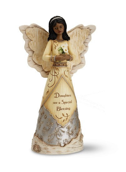 Daughter Angel Holding Daisies Figurine: Ebony Elements Figurine