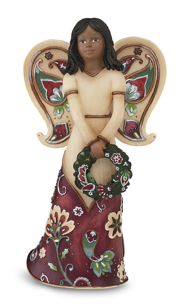 Ebony Happy Holidays Angel Figurine: Perfect Paisley Holiday Collection