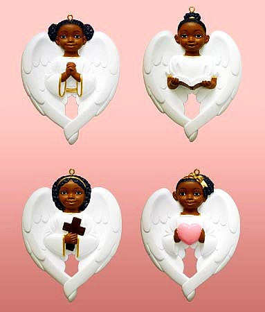 Cherub Wing Set (White): African American Christmas Ornaments