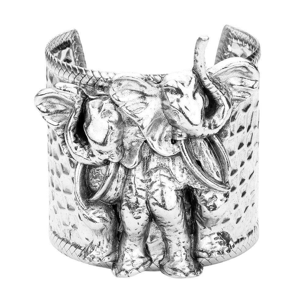Elephant Authority Cuff Bracelet by Elephant Boutique (Silver Tone)