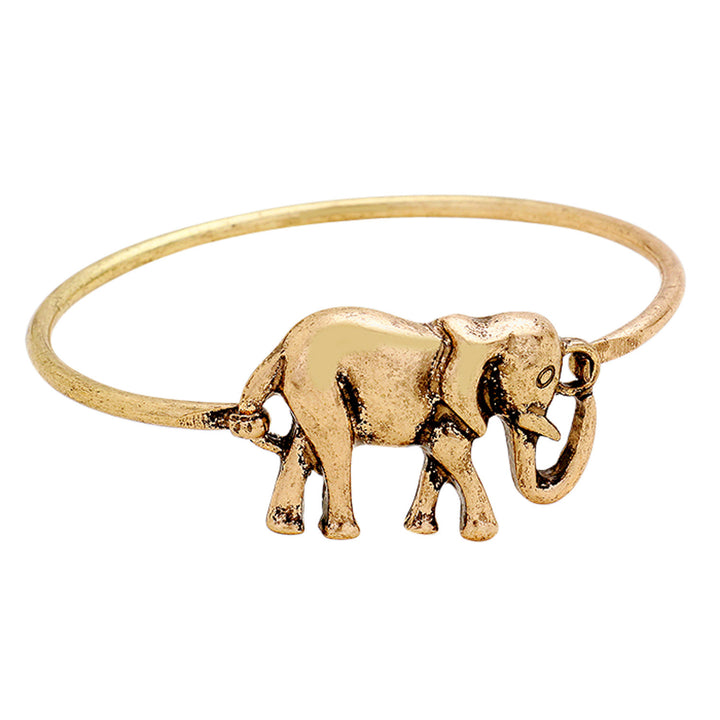 Delta Sigma Theta Inspired Elephant Hook Bracelet (Gold Tone)