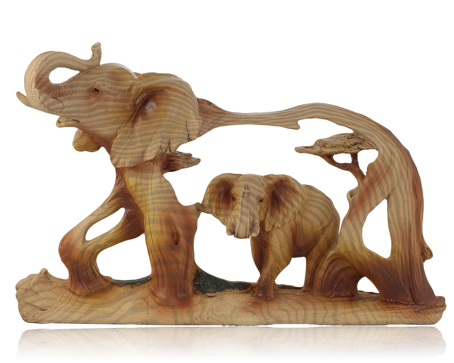 Elephant in Elephant Faux Wood Carving by Unison Gifts