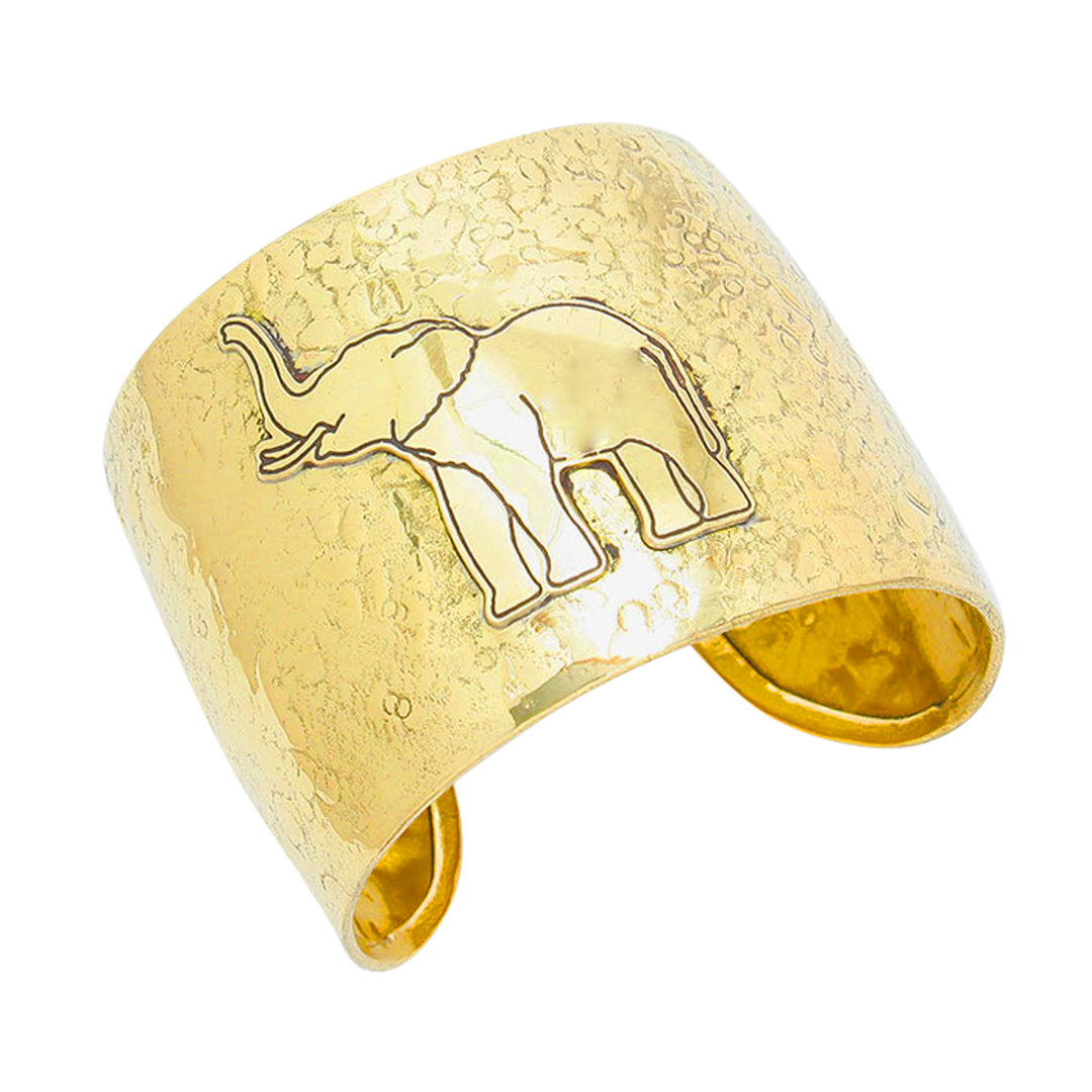 Gold Toned Elephant Cuff Bangle