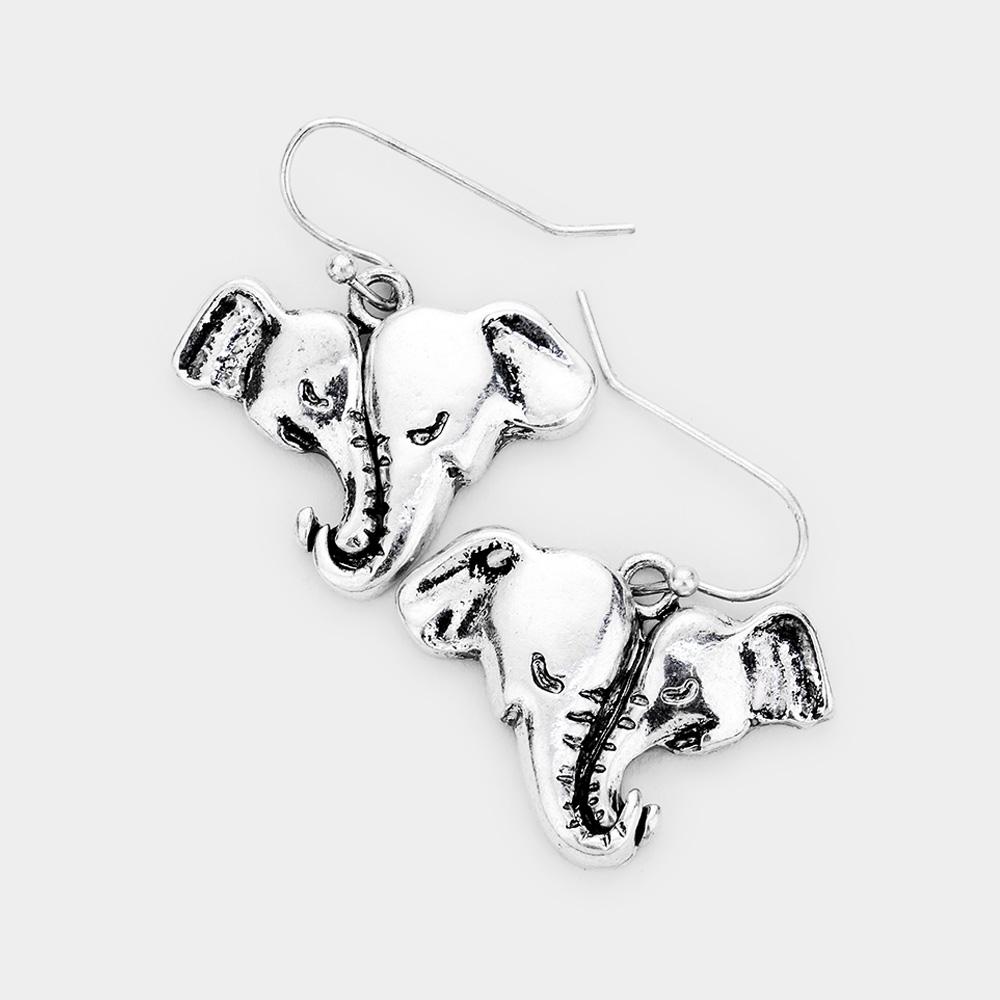 Elephant Head2Head Earrings by Elephant Boutique (Burnished Silver Tone))