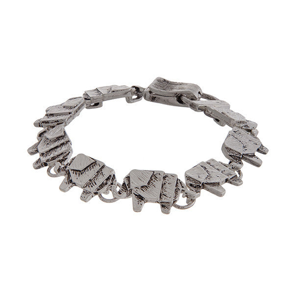 Delta Sigma Theta Inspired Silver Toned Elephant Origami Bracelet