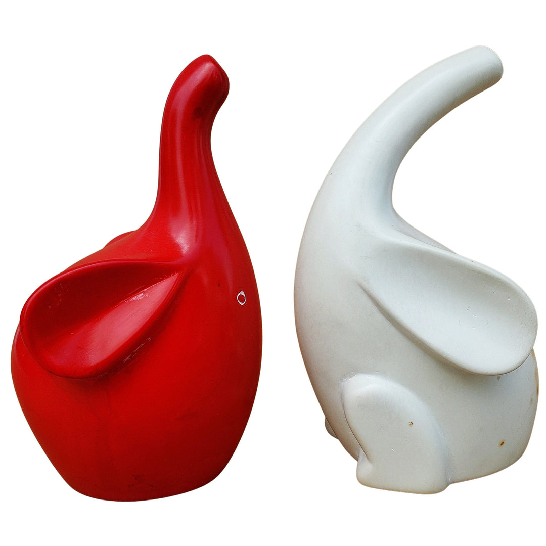 Red and White Elephant Soapstone Sculpture Set (Kenya)