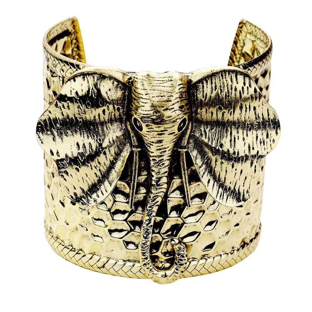 Elephant Strength Cuff Bracelet by Elephant Boutique (Gold Tone)