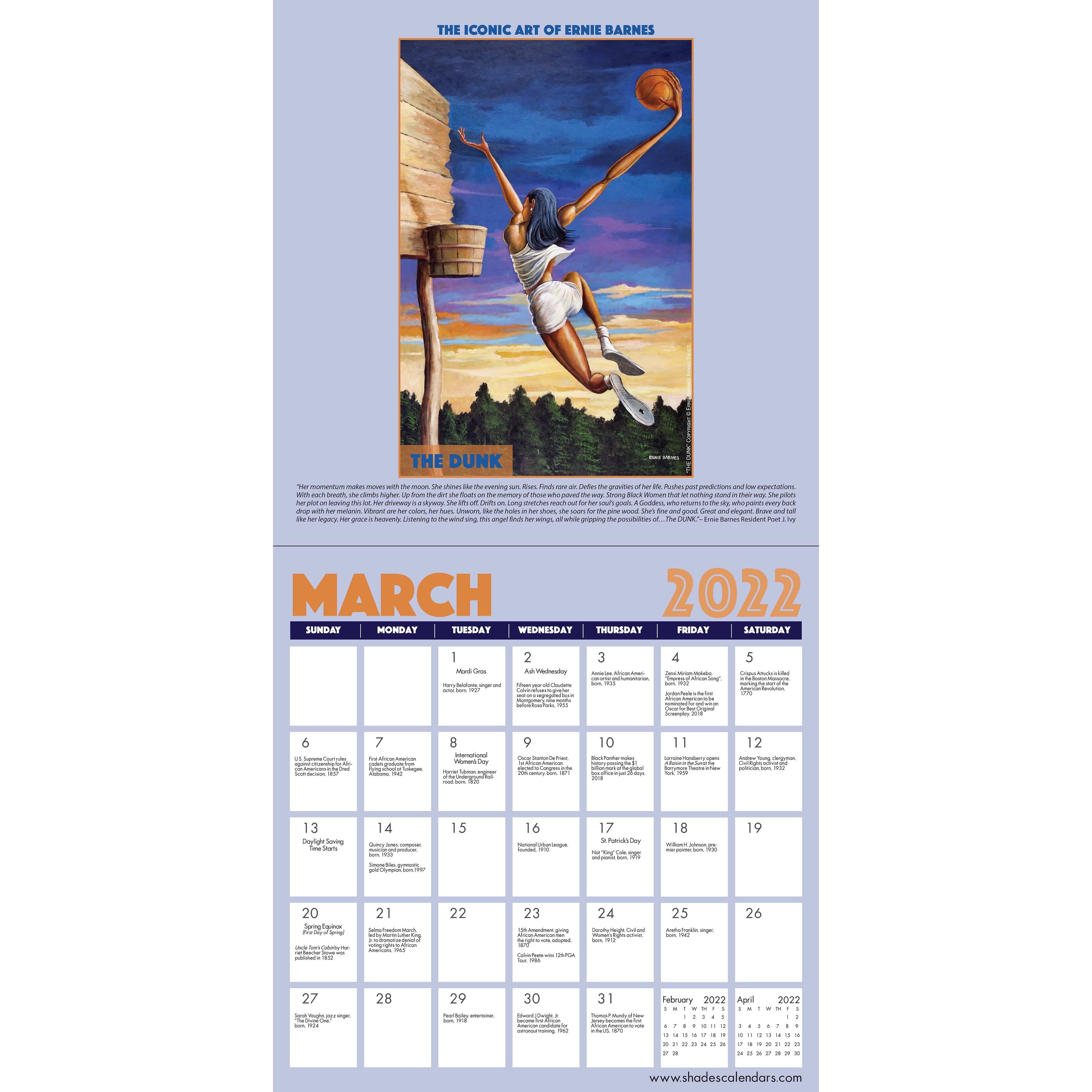 The Art of Ernie Barnes: 2022 African American Wall Calendar