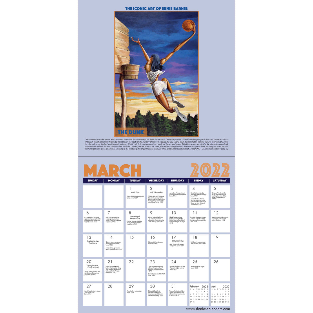 The Art of Ernie Barnes: 2022 African American Wall Calendar (Interior)