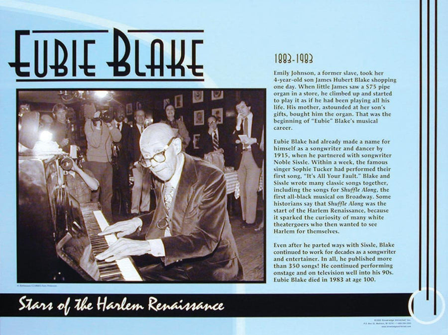 Stars of the Harlem Renaissance: Eubie Blake Poster by Knowledge Unlimited