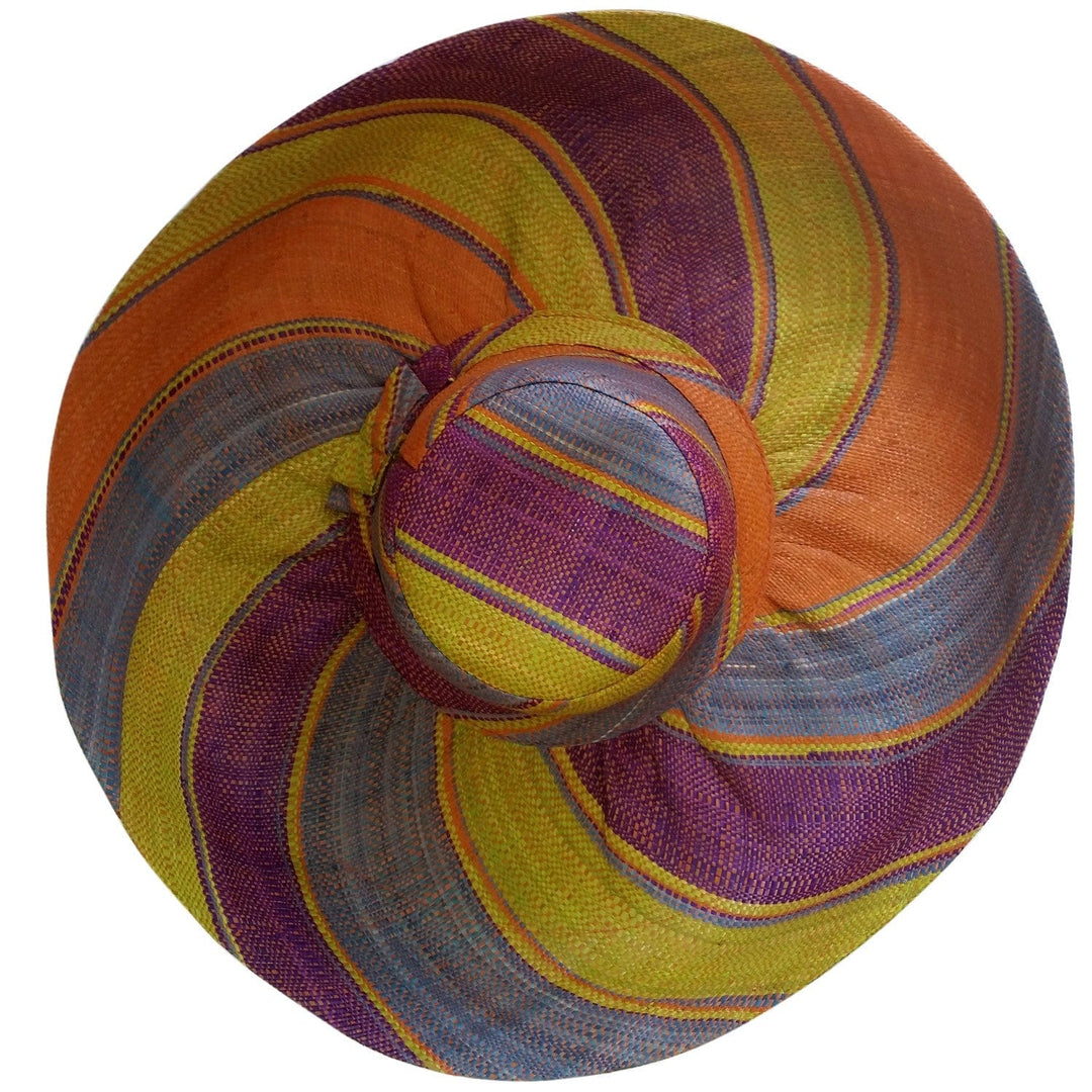 Raziya: Hand Woven Multicolored Madagascar Big Brim Raffia Hat