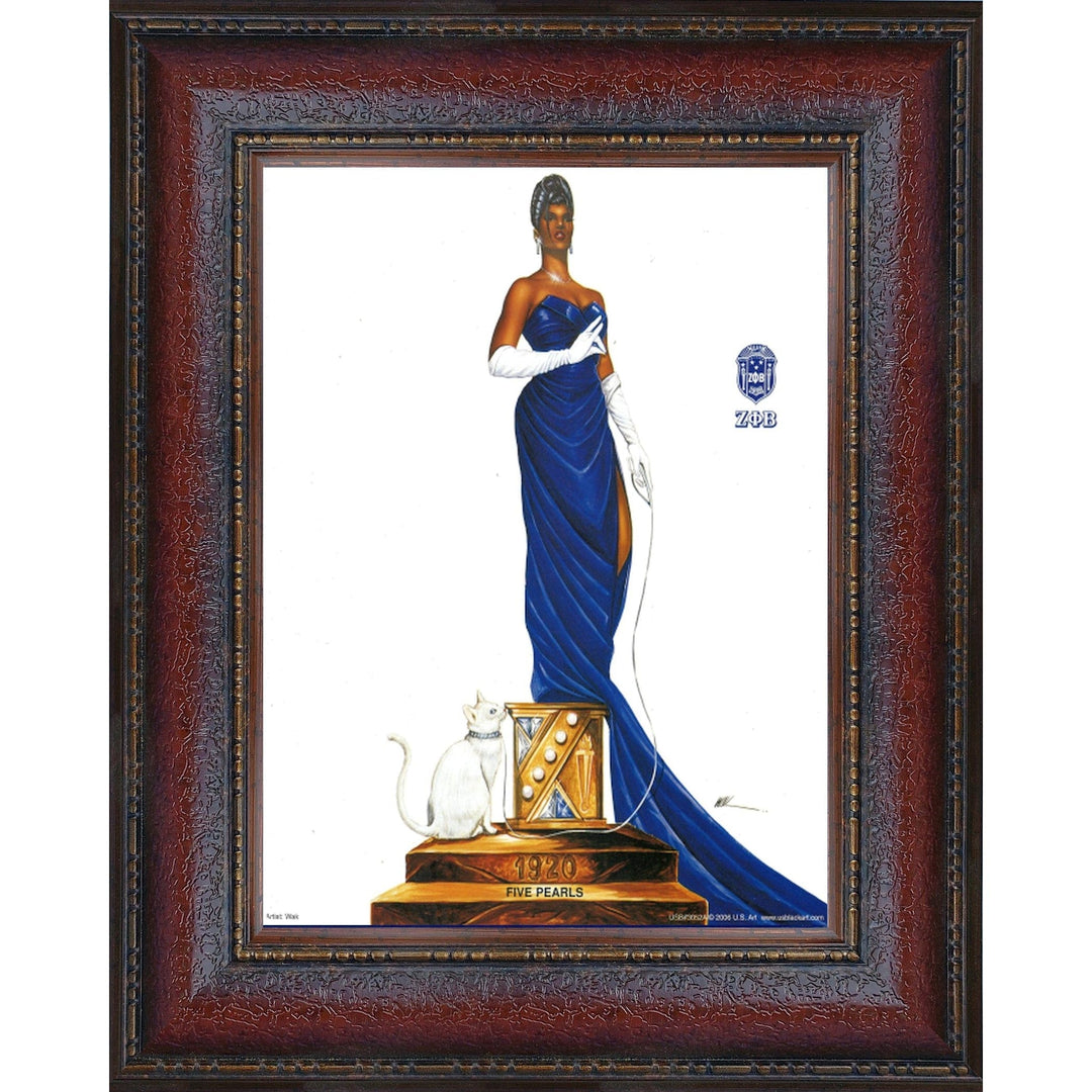 Five Pearls: Zeta Phi Beta by Kevin "WAK" Williams (Brown Frame)