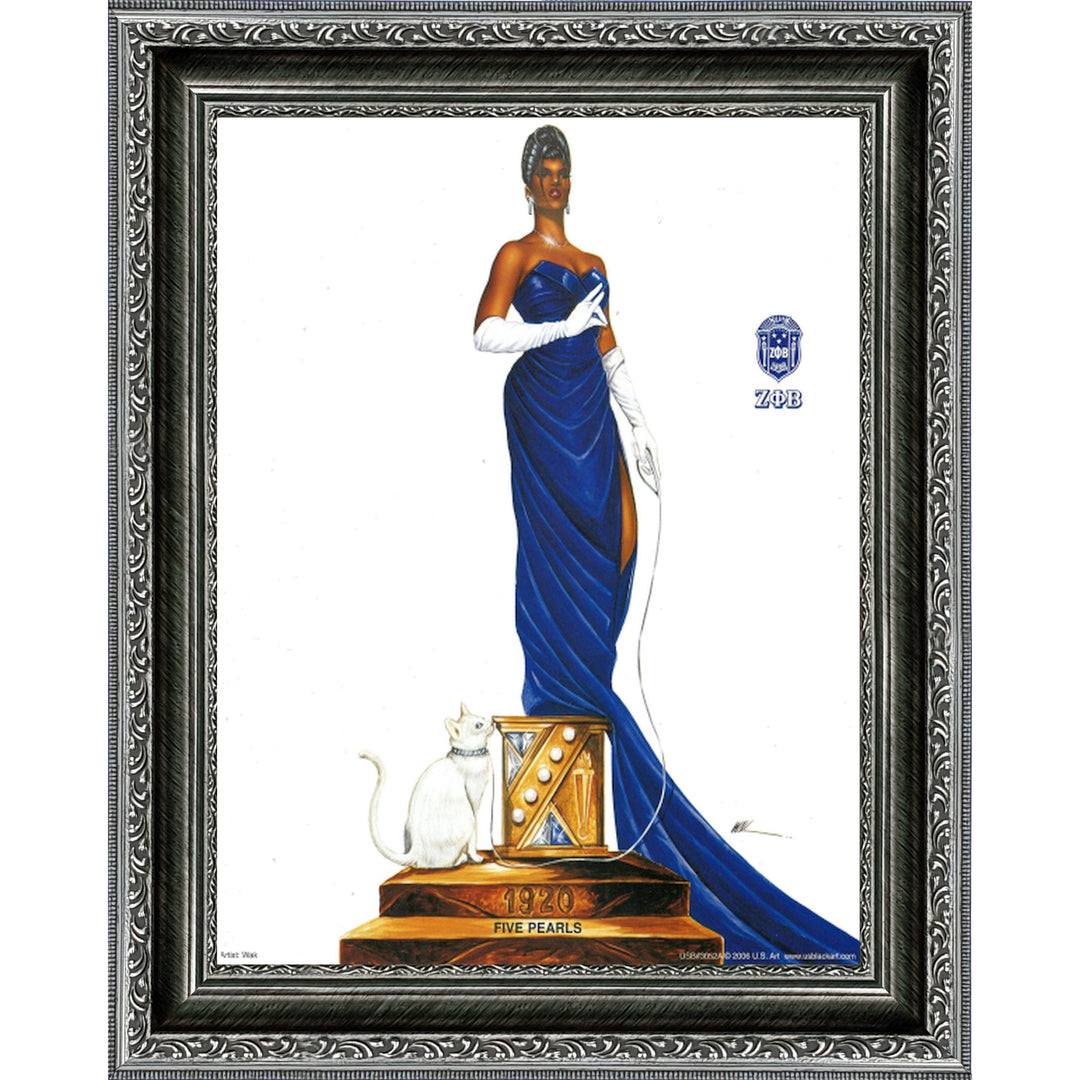 Five Pearls: Zeta Phi Beta by Kevin "WAK" Williams (Silver Frame)