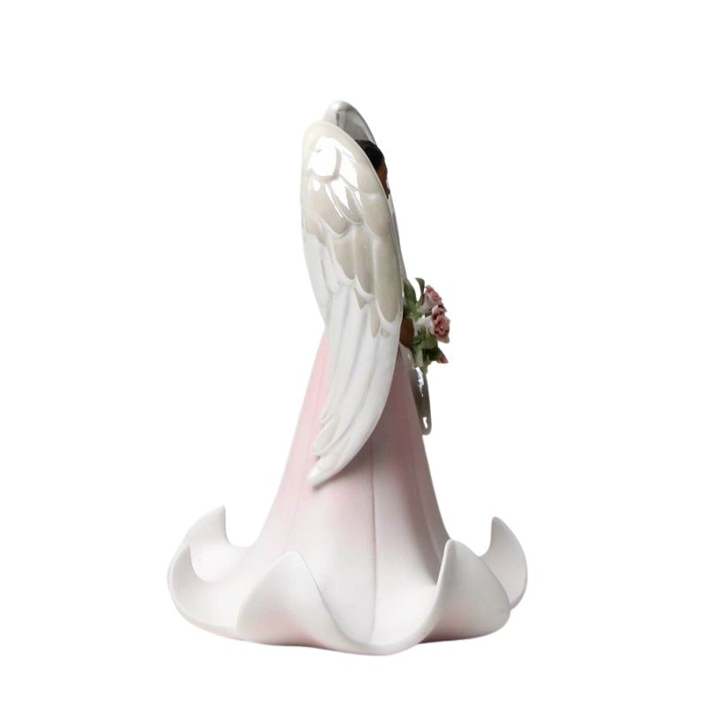 5 of 5: Flowers for You: African American Angel Figurine (Side)