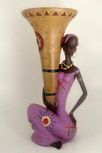 Ethnic Vase with Single Woman (Purple)