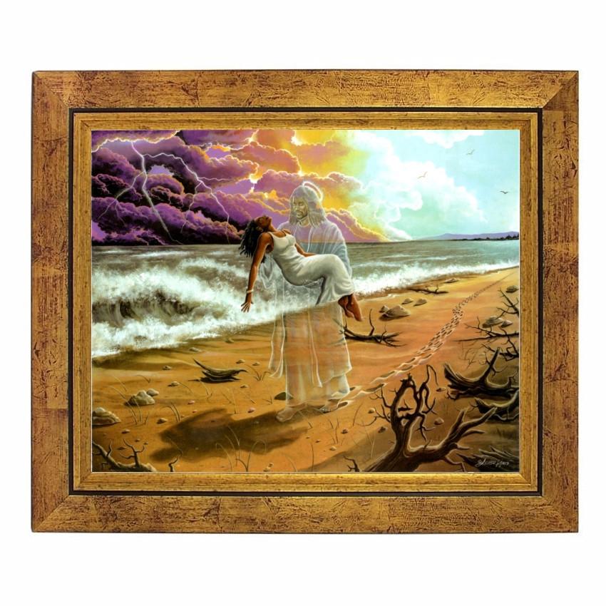 Footprints in the Sand (Female) by Lester Kern (Gold Frame)