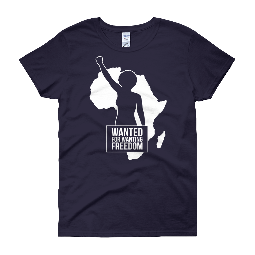 Wanted for Wanting Freedom Women's Short Sleeve T-Shirt (Navy)