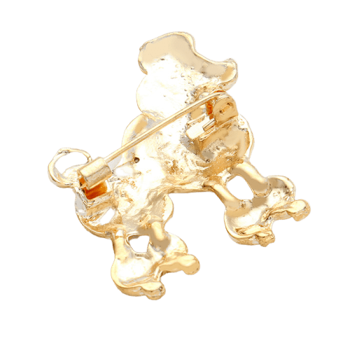 Sigma Gamma Rho Inspired French Poodle Rhinestone Brooch/Pin (Gold Tone - Back)