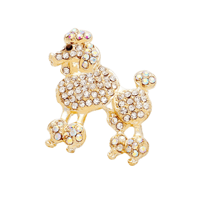 Sigma Gamma Rho Inspired French Poodle Rhinestone Brooch/Pin (Gold Tone)
