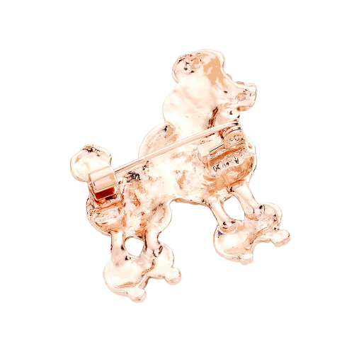Sigma Gamma Rho Inspired French Poodle Rhinestone Brooch/Pin (Rose Gold Tone - Back)