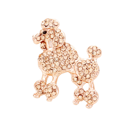Sigma Gamma Rho Inspired French Poodle Rhinestone Brooch/Pin (Rose Gold Tone)